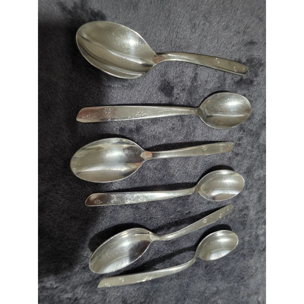 Vintage IMPERIAL USA Stainless Silverware FALCON/NOREEN Set of 6 Spoon Lot GuC